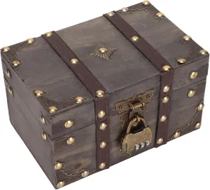 Vintage Wooden Boxes With Lock, Decorative Wooden Storage Box Treasure Jewelry Chest, Decorative Small Wood Box with Lid Wood Box Chest Case Holder Organizer for Jewelry Storage,7.1 x 4.3 x 3.9in