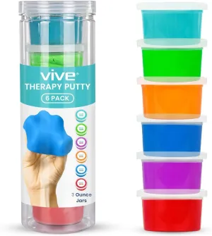 Vive Therapy Putty (6 Pack) - Putty for Hand - Stress Putty for Adults - Exercise Putty for Rehab, Finger, Grip Strength Resistance - Sensory Putty and Therapy Occupational Clay - 3 Ounces