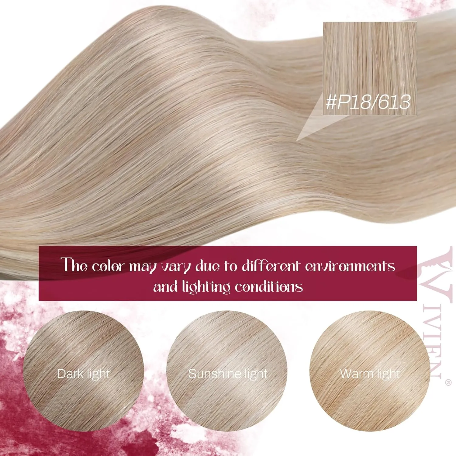 Vivien Nano Hair Extensions Human Hair Ash Blonde Highlight with Bleach Blonde Nano Tip Hair Extensions Real Human Hair Remy Silky Soft Nano Ring Human Hair Extensions 50g 50s 18 Inch #18/613