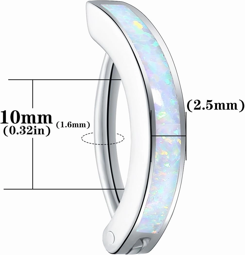 VOJO 14G G23 Titanium Clicker Belly Button Ring,10/12mm Reverse Curved Hoop Navel Barbell Piercing Jewelry