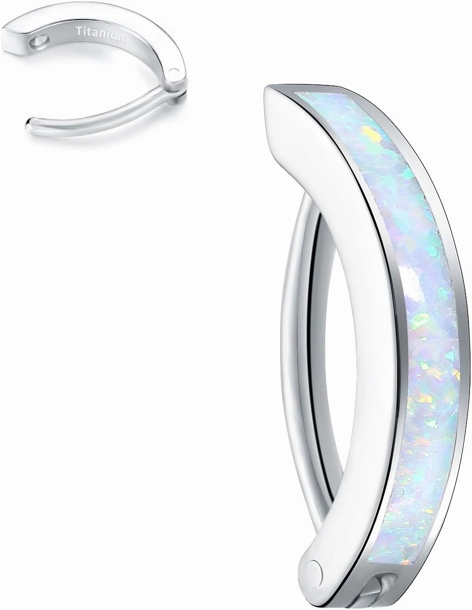 VOJO 14G G23 Titanium Clicker Belly Button Ring,10/12mm Reverse Curved Hoop Navel Barbell Piercing Jewelry
