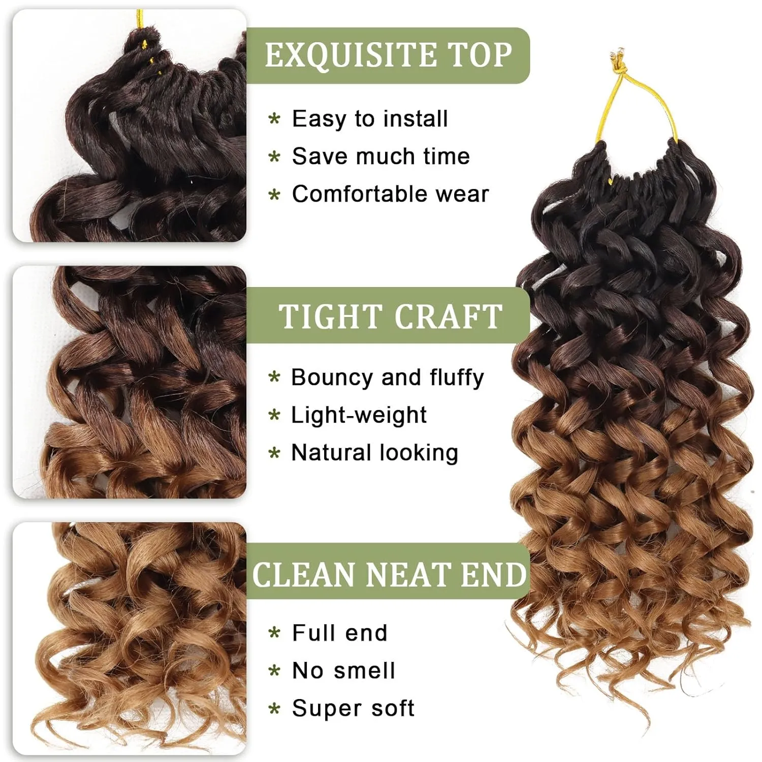 Vomella GoGo Curl Crochet Hair 8 Packs Water Wave 10 Inch Curly Crochet Hair for Women Short Beach Curl Synthetic Deep Twist Extensions(OT4/30#)