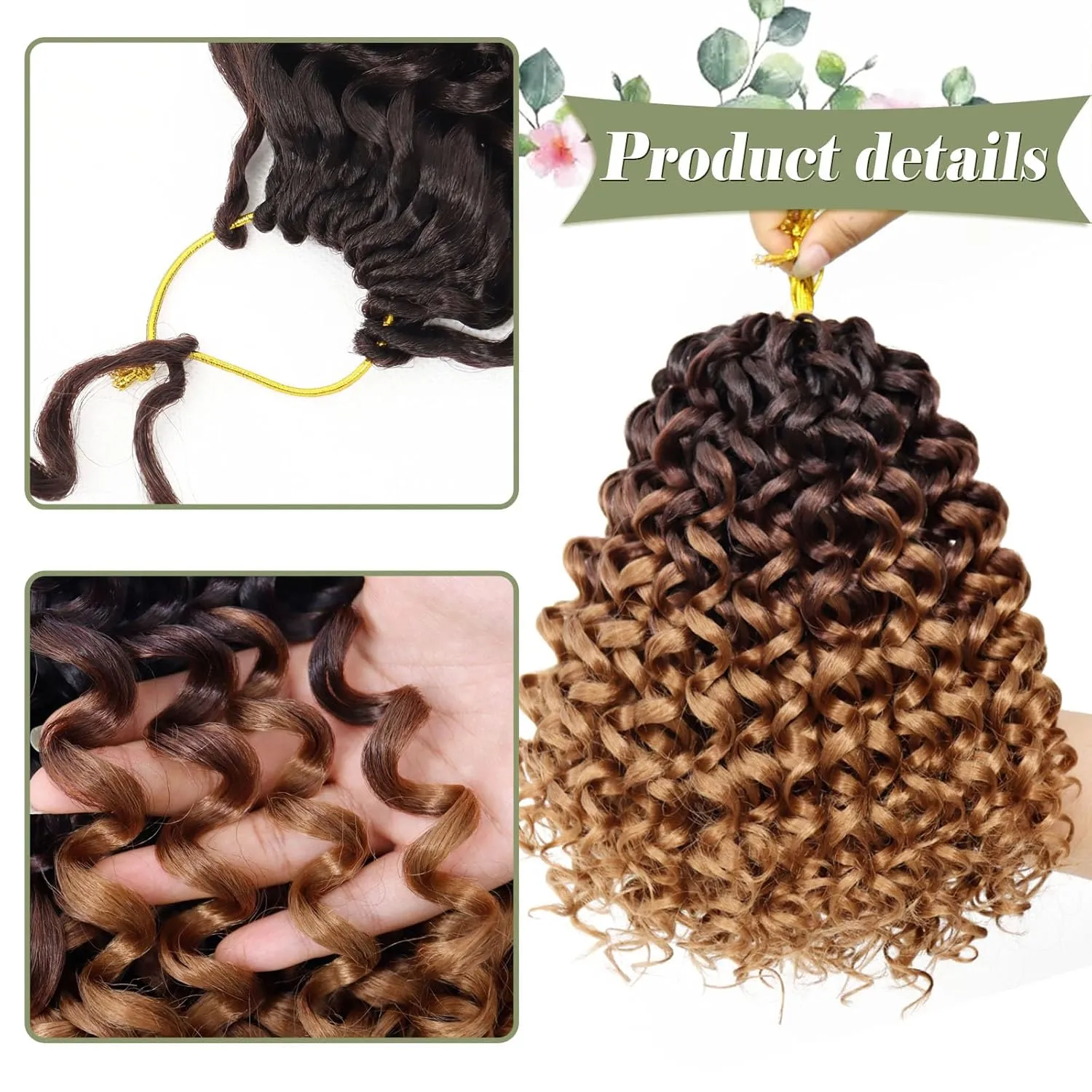 Vomella GoGo Curl Crochet Hair 8 Packs Water Wave 10 Inch Curly Crochet Hair for Women Short Beach Curl Synthetic Deep Twist Extensions(OT4/30#)