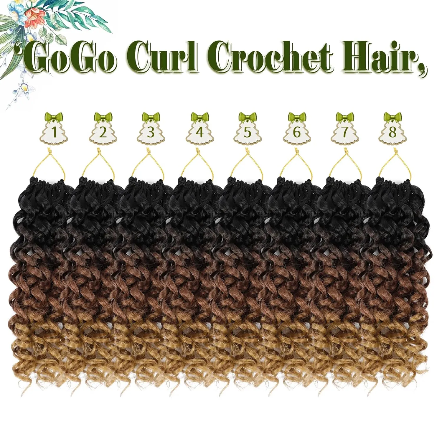 Vomella GoGo Curl Crochet Hair 8 Packs Water Wave Hair 10 Inch Curly Crochet Hair for Women Short Beach Curl Hair Synthetic Deep Twist Hair Extensions(1B/30/27#)