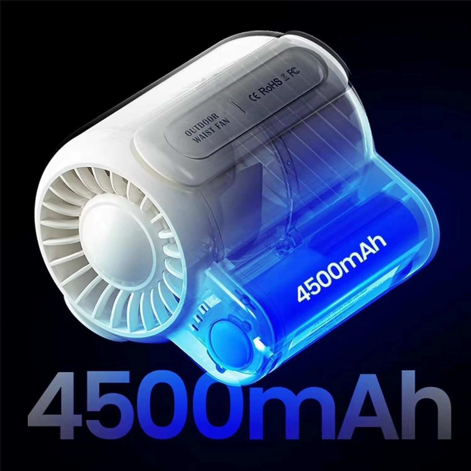 Waist Fan Under Shirt Portable Cool Clip Fan, Bladeless Waist Mounted Electric, Mini Belt Clip on, 4500mAh Extra-long Standby USB Rechargeable, Great for Outdoor Works Camping Fishing Travel (black)