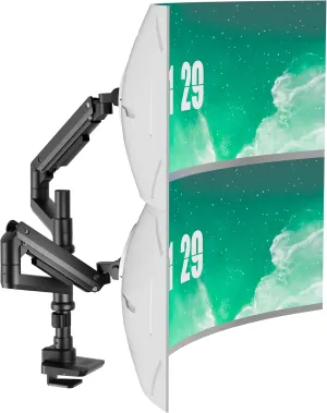 WALI Dual Monitor Arm for 17''-49'' Curved Screens, Ultrawide Monitor Mount for Desk, Heavy Duty Monitor Stand Holds up to 44lbs Each Arm, Max 100x100mm Mounting Holes (GSDM002XL), Black