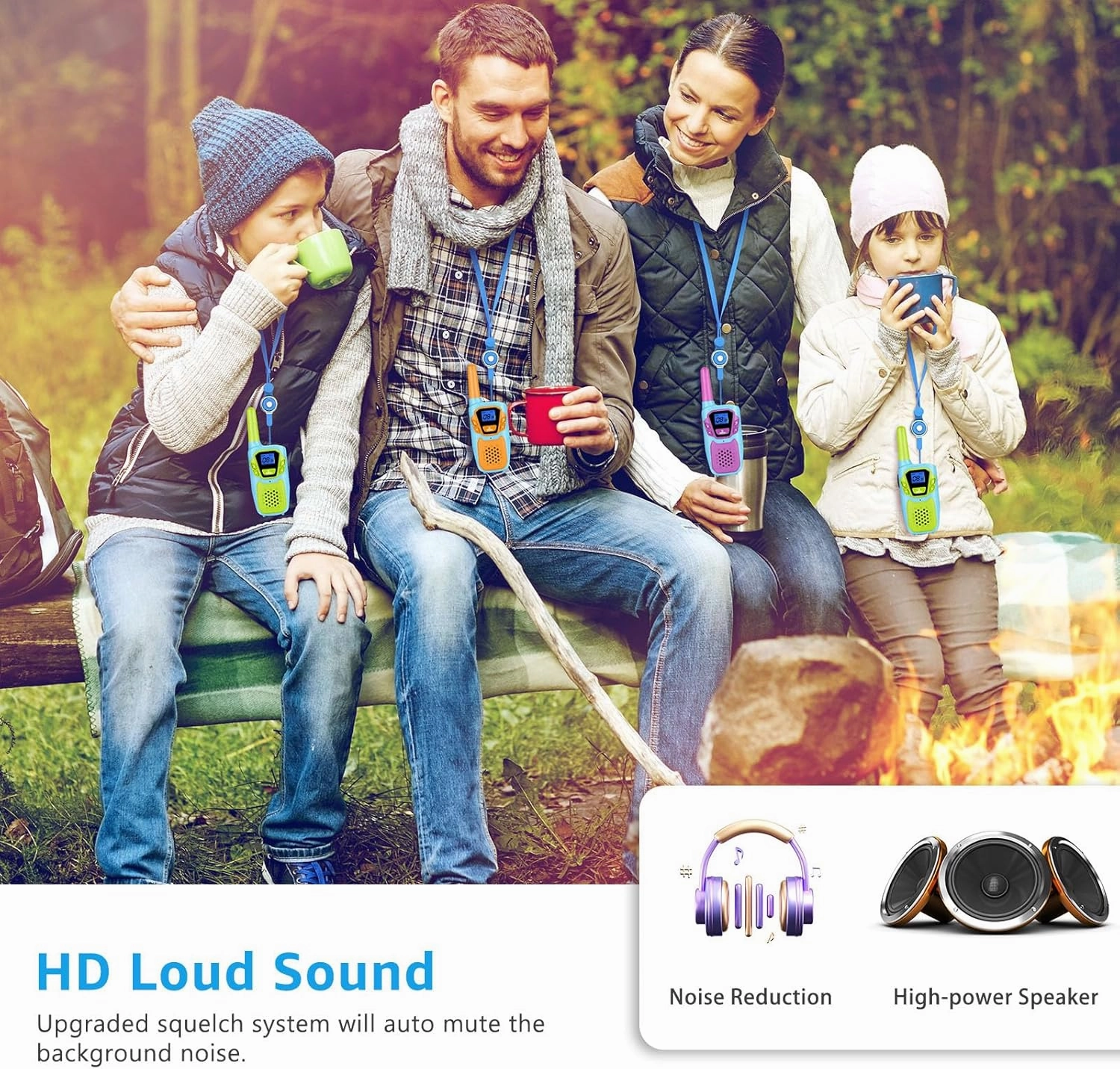 Walkie Talkies for Kids Long Range Walkie-Talkie for Adults Rechargeable 2 Way Radios 3 Pack with Lanyard 4 Miles NOAA USB VOX, Family Toys for 3-12 Year Old Boys Girls Toddlers Camping Hiking
