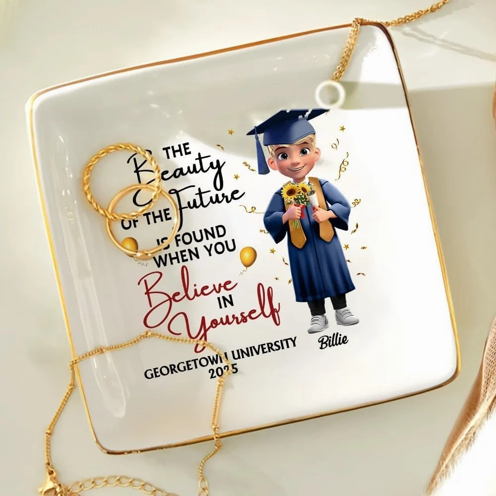 WANDER PRINTS Personalized Ring Dish - Gradution Gift For Besties, Family - Beauty Of Future Is Found When You Believe In Yourself