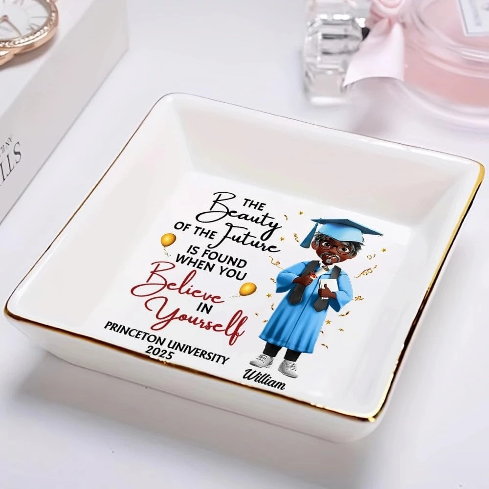 WANDER PRINTS Personalized Ring Dish - Gradution Gift For Besties, Family - Beauty Of Future Is Found When You Believe In Yourself
