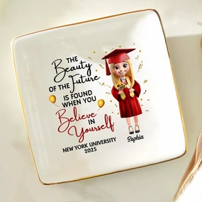 WANDER PRINTS Personalized Ring Dish - Gradution Gift For Besties, Family - Beauty Of Future Is Found When You Believe In Yourself