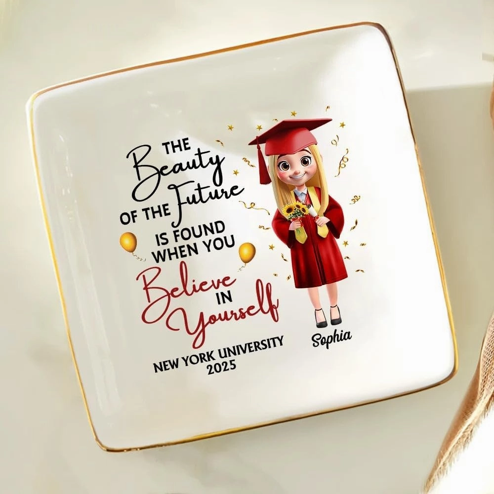 WANDER PRINTS Personalized Ring Dish - Gradution Gift For Besties, Family - Beauty Of Future Is Found When You Believe In Yourself