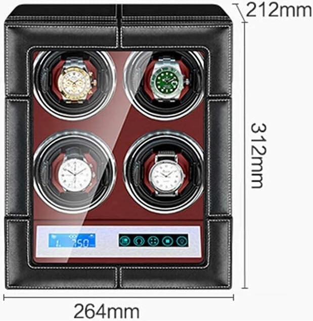 Watch Automatic Watch Winder with Quiet Motor 15 Rotation Models Cover-Open Auto Stop Function Motor with LED Light Right-Left Running Touch Display Self Winding (4 0)