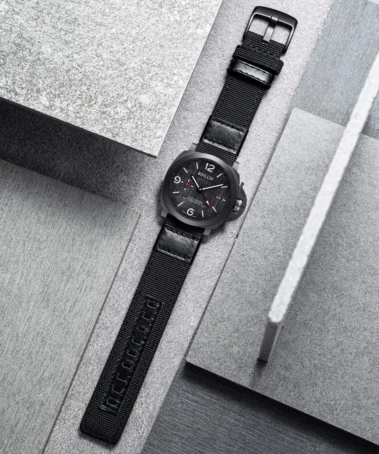 Watch Bands Classic Canvas Fabric with Genuine Leather Hybrid Watch Straps Replacement Wristband with Black buckle 18/20/22mm