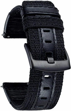 Watch Bands Classic Canvas Fabric with Genuine Leather Hybrid Watch Straps Replacement Wristband with Black buckle 18/20/22mm