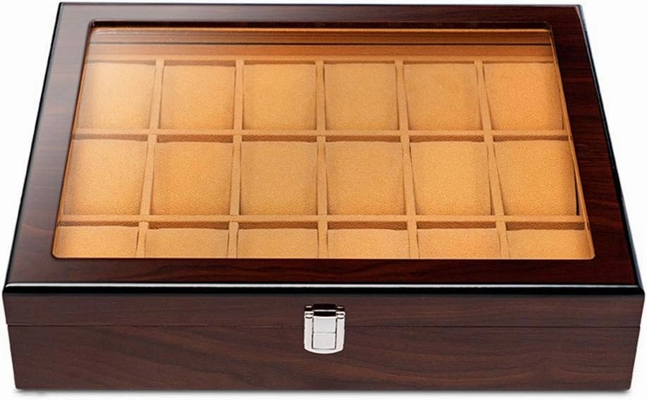 Watch Storage Box Mechanical Watch Storage Box Watch Display Box Household Large-Capacity sunroof with Lock Made of Pure Solid Wood (3/5/6/8/10/12/18 Watch Position)