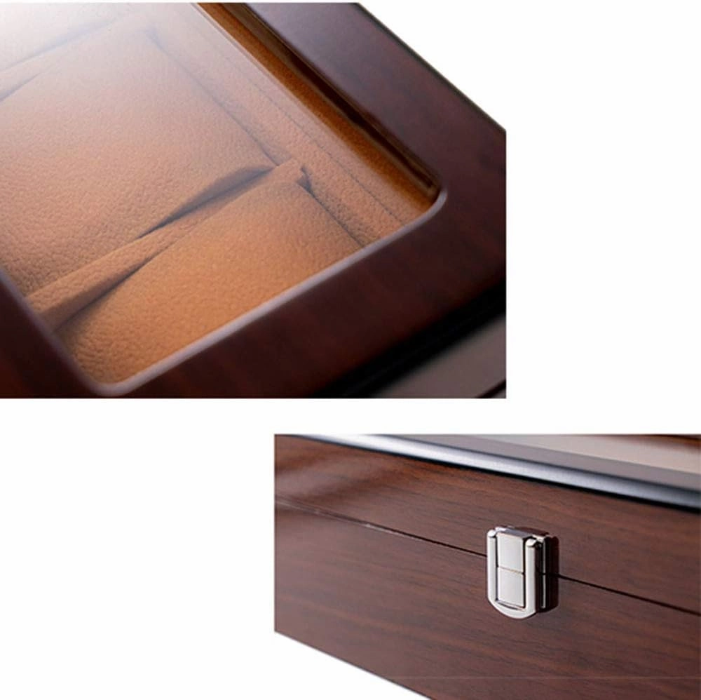 Watch Storage Box Mechanical Watch Storage Box Watch Display Box Household Large-Capacity sunroof with Lock Made of Pure Solid Wood (3/5/6/8/10/12/18 Watch Position)