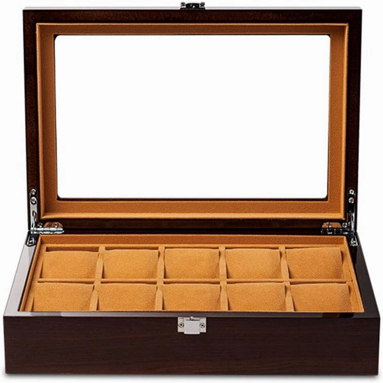 Watch Storage Box Mechanical Watch Storage Box Watch Display Box Household Large-Capacity sunroof with Lock Made of Pure Solid Wood (3/5/6/8/10/12/18 Watch Position)