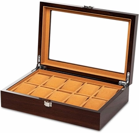 Watch Storage Box Mechanical Watch Storage Box Watch Display Box Household Large-Capacity sunroof with Lock Made of Pure Solid Wood (3/5/6/8/10/12/18 Watch Position)