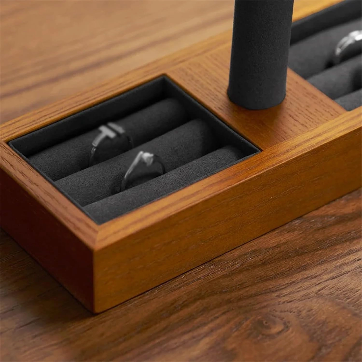 Watch Storage Box, Solid Wood Watch Display Stand Watch Jewelry Storage Rack Stand for Men Women Jewelry Accessory Organizer Holder(Beige-1ty)