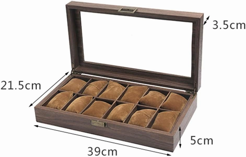 Watch Storage Box Wooden Jewelry Packaging Box Household Simple Collection Glass sunroof Removable Watch Pillow Made of Pure Solid Wood 6/10/12 Watch watch box