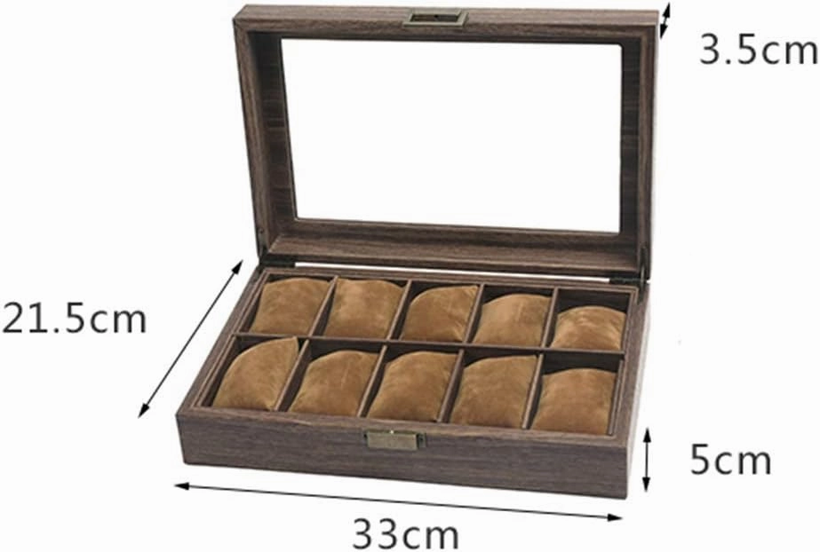 Watch Storage Box Wooden Jewelry Packaging Box Household Simple Collection Glass sunroof Removable Watch Pillow Made of Pure Solid Wood 6/10/12 Watch watch box