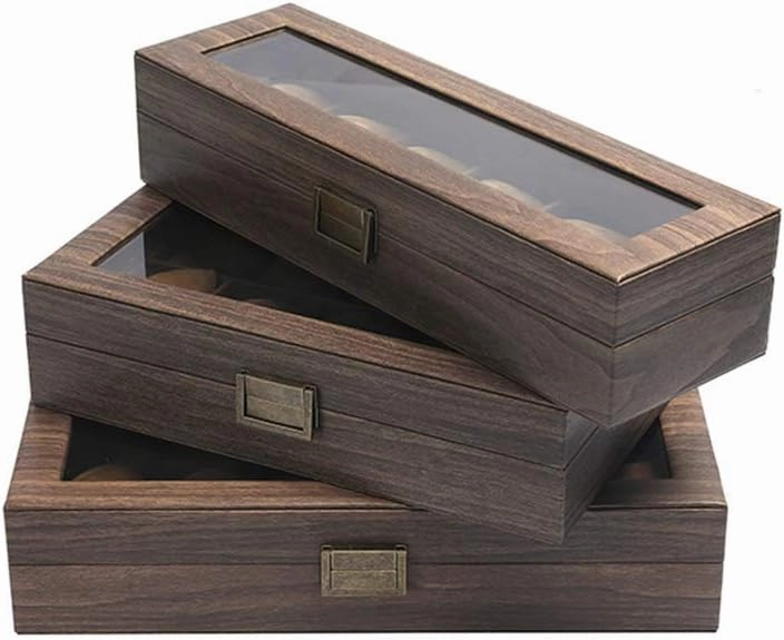 Watch Storage Box Wooden Jewelry Packaging Box Household Simple Collection Glass sunroof Removable Watch Pillow Made of Pure Solid Wood 6/10/12 Watch watch box