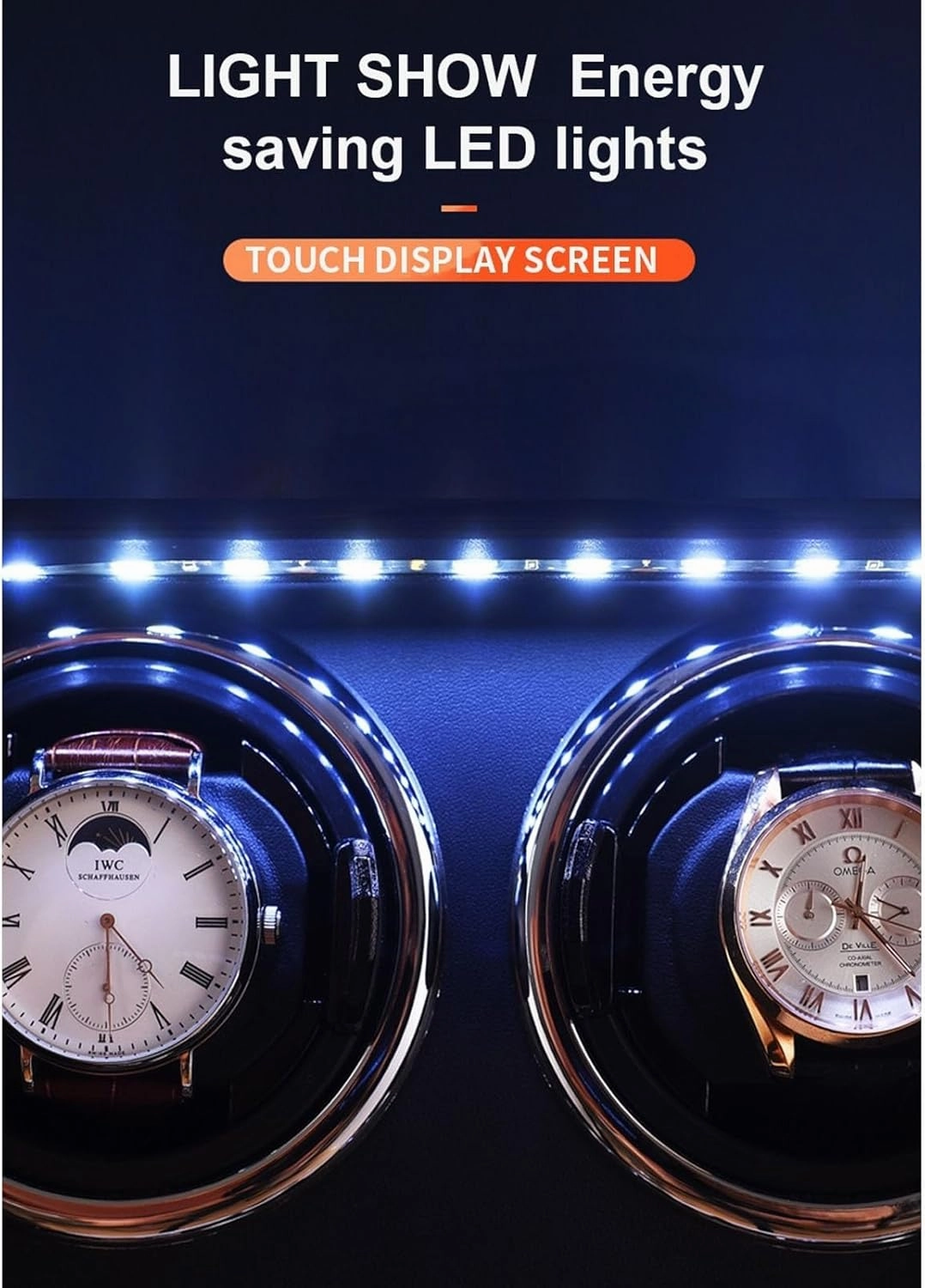 Watch Winder Automatic Watch Winding Box for 2/3/4/6/9/12 Watches Luxury Mechanical Watch Storage Case with Japanese Motor Remote Control LED Lights LCD Touch Screen
