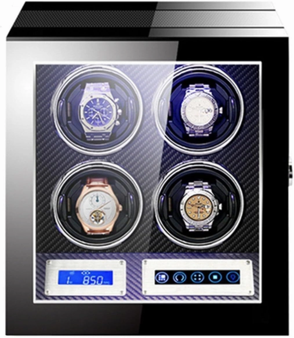 Watch Winder Automatic Watch Winding Box for 2/3/4/6/9/12 Watches Luxury Mechanical Watch Storage Case with Japanese Motor Remote Control LED Lights LCD Touch Screen