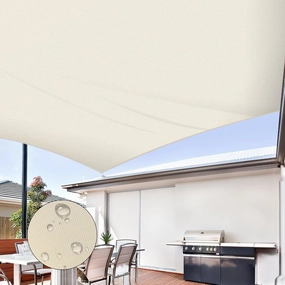 Waterproof Sun Shade Sail 12' x 12' Rectangle UV Block Sunshade,Heavy Duty Permeable 185GSM Backyard Shade for Backyard Yard Deck Patio Garden Outdoor Activities and Facility (Beige, 12 X 12 FT)