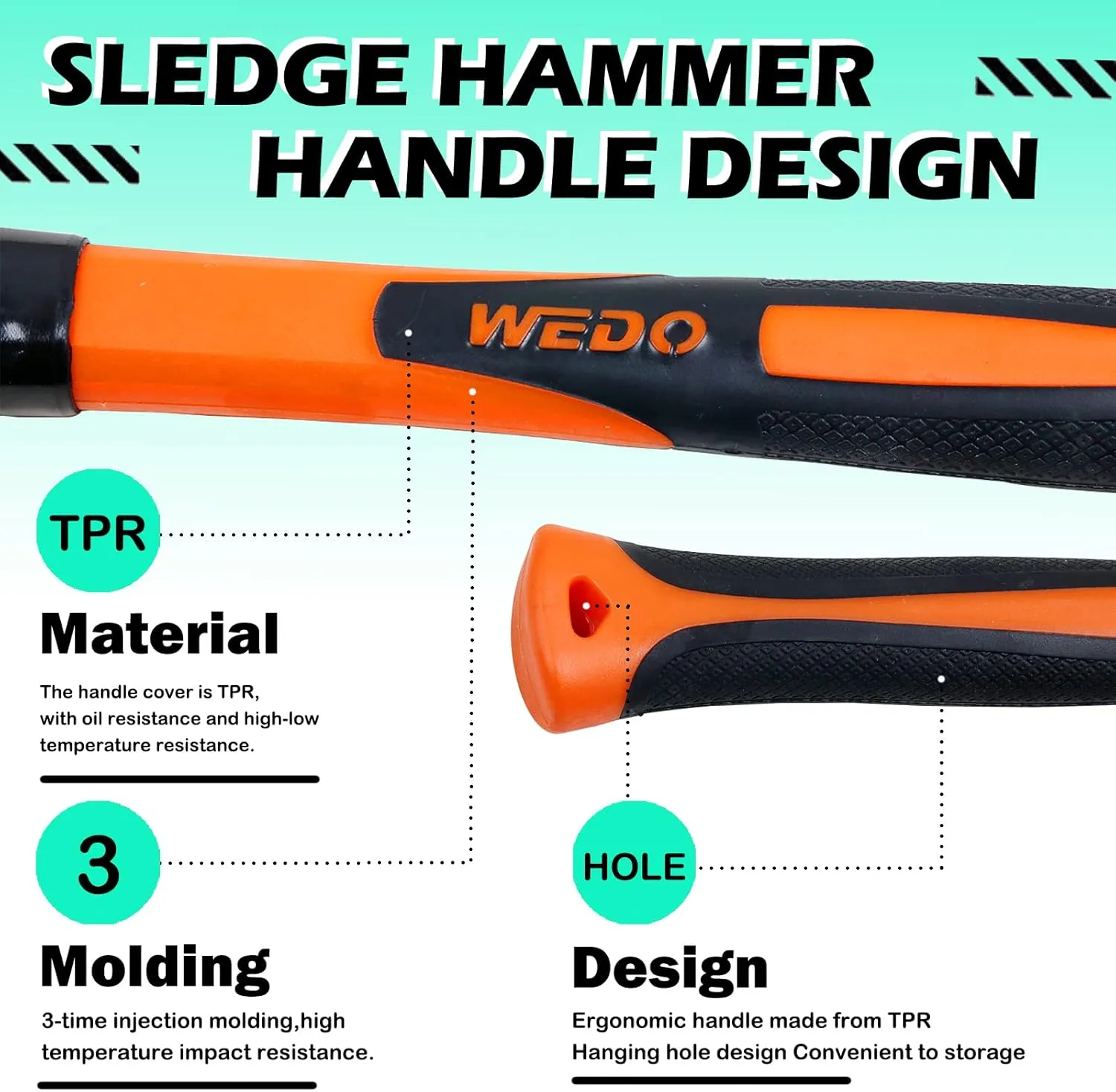 WEDO 2PCS Brass Sledge Hammer Set,2lb 2lb,Fiberglass Handle,Non-Magnetic,Die-Forge,Corrosion Resistant, DIN Standard
