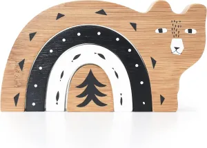Wee Gallery Bamboo Nesting Bear, Building and Stacking Blocks, Arc Stacker and Balance Toy for Child Motor Skills, Problem Solving, Play, and Nursery Decor (for Kids Age 18 Months and up)