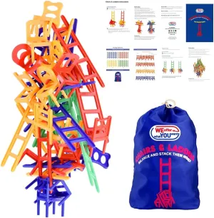 WEofferwhatYOUwant Chairs and Ladders Family Game – Fun Stacking Balance Game for Kids & Adults – 44 Pieces – Great for Parties & Game Nights