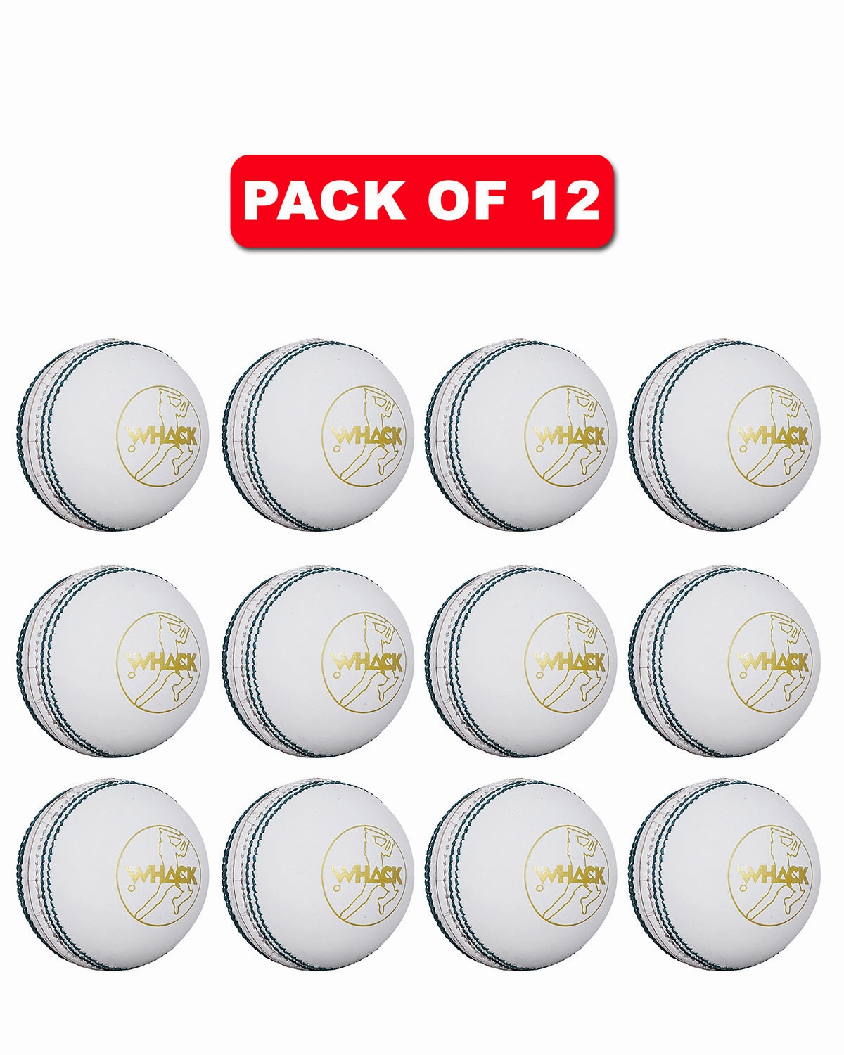 WHACK 2 Piece County Leather Cricket Ball Bundle - 142gm - White - Pack of 6x or 12x