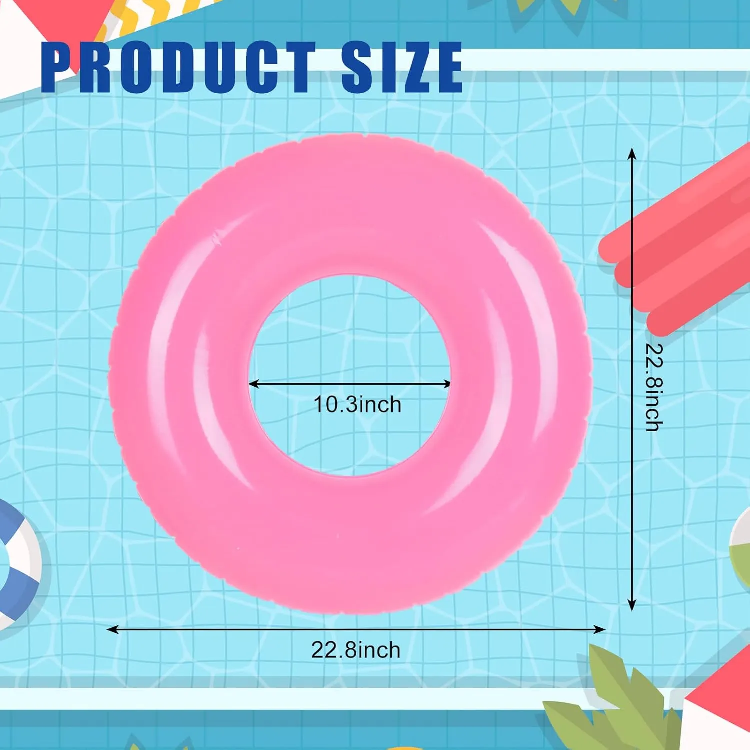 Whaline 4Pcs Inflatable Pool Float Toy Swim Tube Ring Pool Tube for Teen Boy Girl Outdoor Summer Swimming Pool Beach Party Favor Supplies