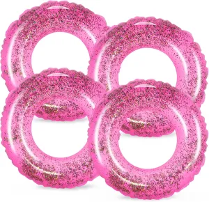 Whaline 4Pcs Inflatable Pool Floats Toys Swim Tubes Rings Glitter Pool Tube