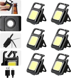 White Rows Keychain Light,White Rows Cob Keychain Work Light 5000 Lumens,White Rows Key Light,Whiterows Key Light,Whiterows Cob Keychain Light,Whiterows Key Chain Light For Camping Fishing (6PC)