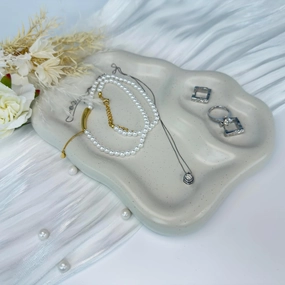 White Ceramic Jewelry Tray Dish Large-sized Display Organizer Trinket Watch Keys, Jewlery Dish, Dressing Table Decor Aesthetic Dish Holder for Mother's Day/Christmas/Thanksgiving/Birthday Gift