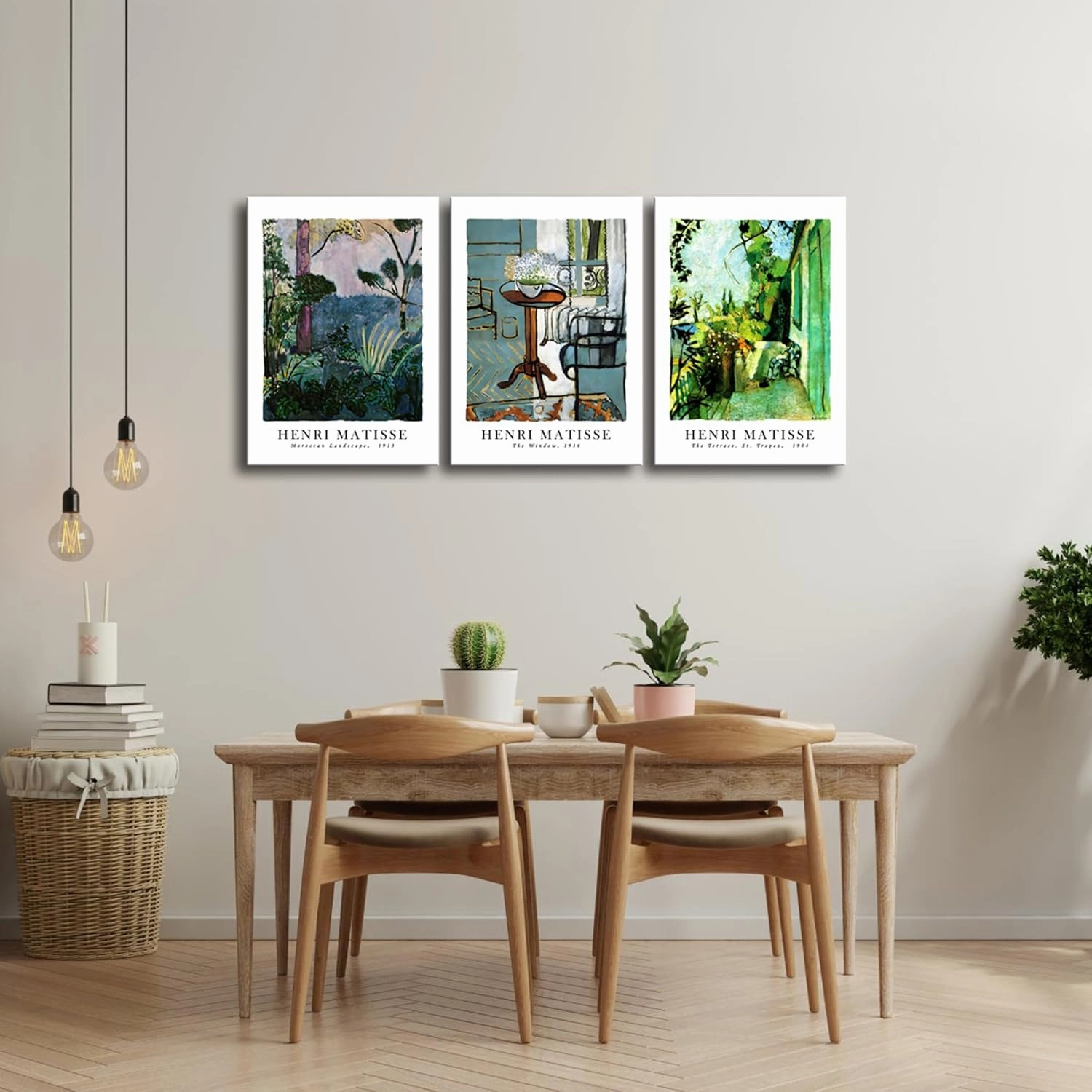 Wieco Art Large Canvas Wall Art Set of 3 Henri Matisse Aesthetic Posters The Terrace, St.Tropez The Window Moroccan Landscape Matisse Prints Posters for Home Decorations