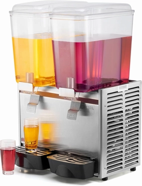 WILPREP Commercial Beverage Dispenser, 18L x 2 Tanks 9.6 Gallon Refrigerated Juice Dispenser with Thermostat Controller, Food Grade Stainless Steel 550W Iced Beverage Dispenser, ETL & ETL Sanitation