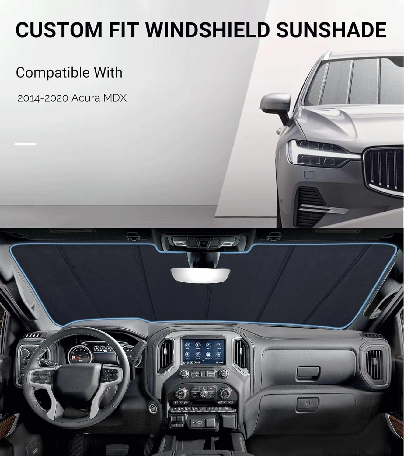Windshield Sun Shade for Acura MDX 2014-2020,Front Window Sunshade,6 Layers Sun Shield,Block UV Rays Dashboard Shield,Insulation Sun Shade Accordion Fold