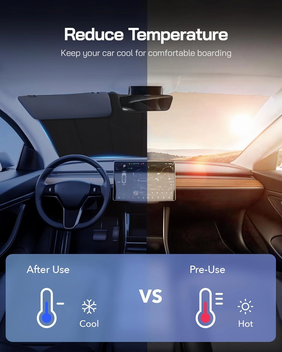 Windshield Sun Shade for Acura MDX 2014-2020,Front Window Sunshade,6 Layers Sun Shield,Block UV Rays Dashboard Shield,Insulation Sun Shade Accordion Fold