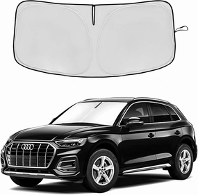 Windshield Sun Shade for Audi Q5 2018-2025 Double Layer 240T Front Window Shade Custom Fit Q5 SQ5 Premium, Premium Plus, Prestige Crossover SUV Sun Visor Foldable Shade Blocks UV Rays Accessories