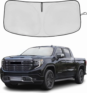 Windshield Sun Shade for GMC Sierra 1500 2500 3500 SLT AT4 Denali 2019-2025 Double Layer 240T Front Window Shade Custom Fit Sun Visor Foldable Shade Blocks UV Rays Summer Must Have Car Accessories