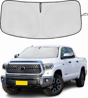 Windshield Sun Shade for Toyota Tundra 2022-2025 Front Window Shade Custom Fit Tundra Limited, SR5, Platinum, TRD Pro Sun Visor Foldable Shade Blocks UV Rays Summer Must Have Car Accessories