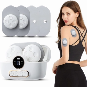 Wireless Muscle Stimulator,TENS Unit Muscle Stimulator for Pain Relief, Smart Portable Rechargeable Wireless TENS Machine, for Physical Therapy, Pocket-Size TENS with 4 TENS Pads.FSA HSA Eligible