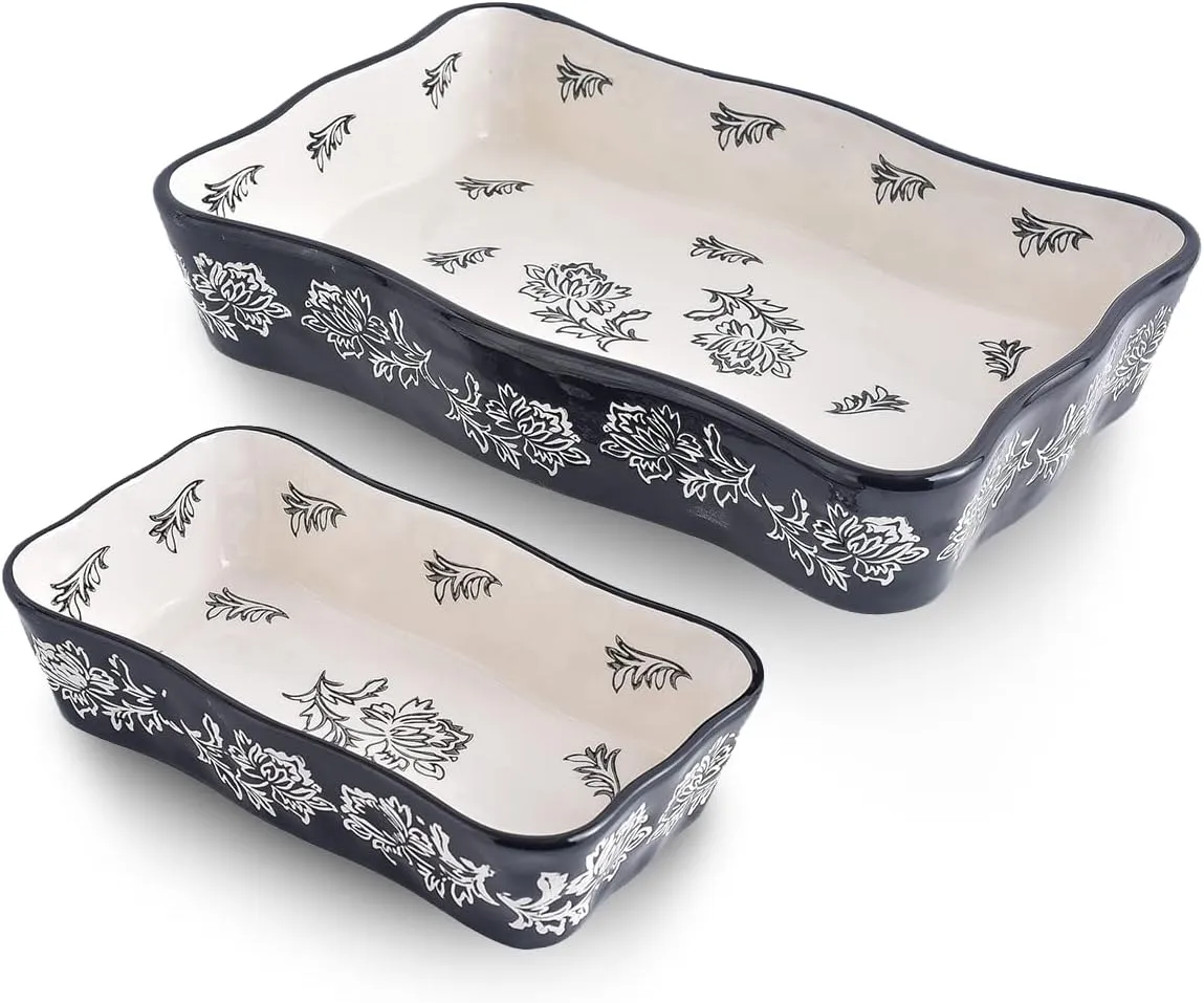 Wisenvoy Baking Dish Casserole Dish Ceramic Lasagna Pan 2-Pcs Bakeware Sets Baking Dishes Baking Set Baking Dish Set