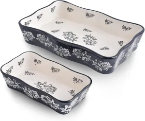 Wisenvoy Baking Dish Casserole Dish Ceramic Lasagna Pan 2-Pcs Bakeware Sets Baking Dishes Baking Set Baking Dish Set