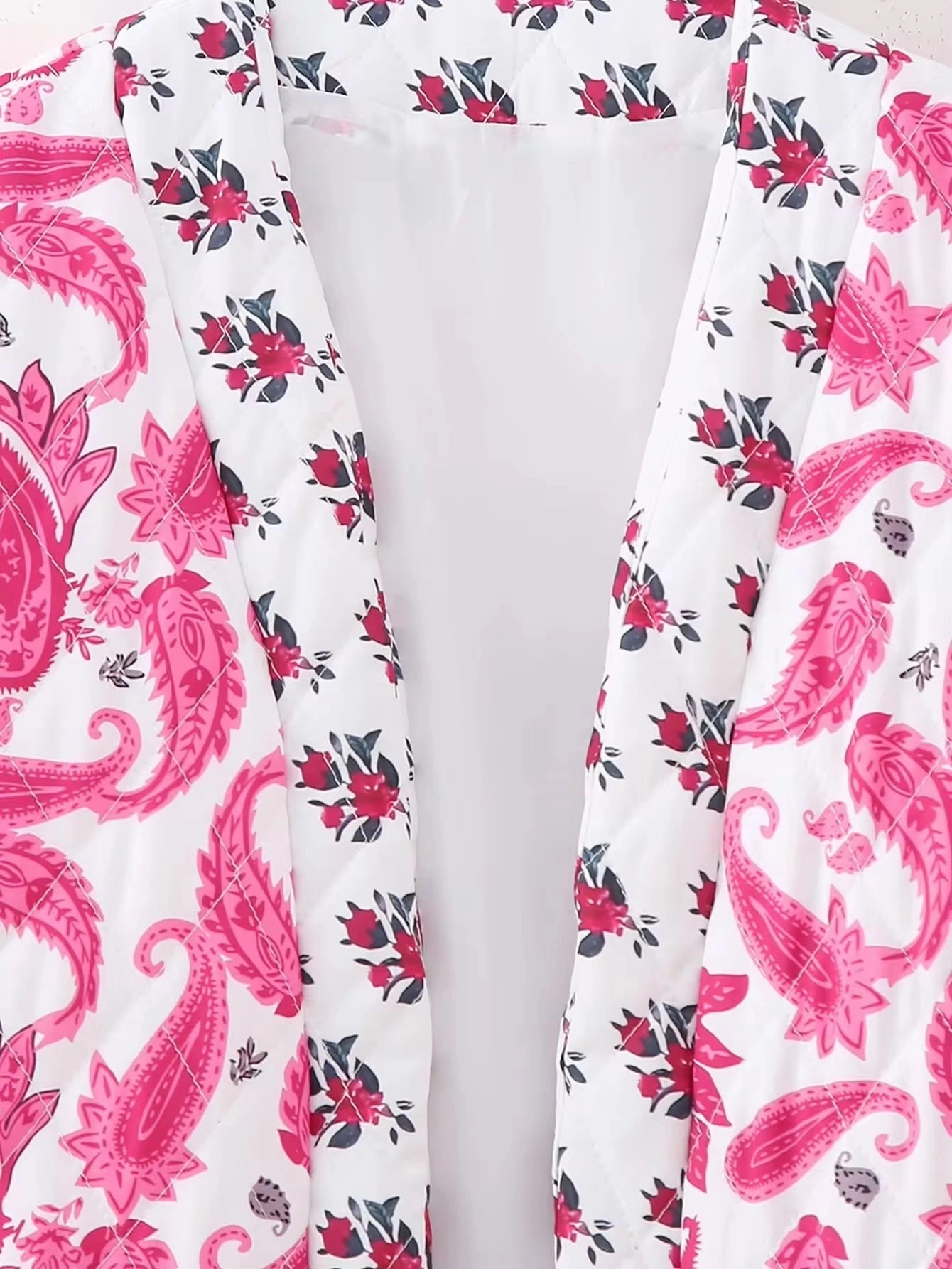 Women's Lightweight Floral Embroidered Bomber Jacket - Red & White