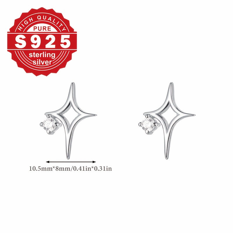 Women's S925 Flashing Star Ear Studs - No Need to Remove While Sleeping