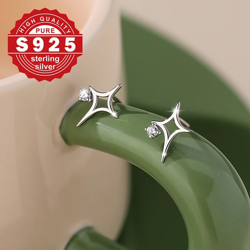 Women's S925 Flashing Star Ear Studs - No Need to Remove While Sleeping